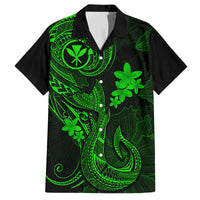 Hawaii Family Matching Long Sleeve Bodycon Dress and Hawaiian Shirt Fish Hook Tattoo Mix Polynesian Plumeria Green Version LT14 Dad's Shirt - Short Sleeve Green - Polynesian Pride