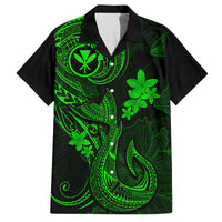 Hawaii Family Matching Off Shoulder Maxi Dress and Hawaiian Shirt Fish Hook Tattoo Mix Polynesian Plumeria Green Version LT14 Dad's Shirt - Short Sleeve Green - Polynesian Pride