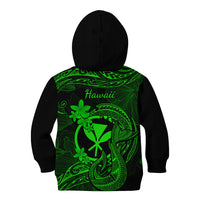 Hawaii Kid Hoodie Fish Hook Tattoo Mix Polynesian Plumeria Green Version LT14 - Polynesian Pride