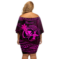 Hawaii Off Shoulder Short Dress Hula Girl Mix Polynesian Plumeria Pink Version LT14 - Polynesian Pride