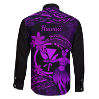 Hawaii Family Matching Tank Maxi Dress and Hawaiian Shirt Hula Girl Mix Polynesian Plumeria Purple Version LT14 - Polynesian Pride
