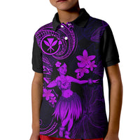 Hawaii Kid Polo Shirt Hula Girl Mix Polynesian Plumeria Purple Version LT14 Kid Purple - Polynesian Pride