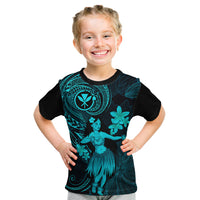 Hawaii Kid T Shirt Hula Girl Mix Polynesian Plumeria Turquoise Version LT14 Turquoise - Polynesian Pride