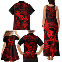 Hawaii Family Matching Tank Maxi Dress and Hawaiian Shirt Hula Girl Mix Polynesian Plumeria Red Version LT14 - Polynesian Pride
