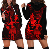 Hawaii Hoodie Dress Hula Girl Mix Polynesian Plumeria Red Version LT14 - Polynesian Pride