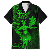 Hawaii Family Matching Off Shoulder Long Sleeve Dress and Hawaiian Shirt Hula Girl Mix Polynesian Plumeria Green Version LT14 Dad's Shirt - Short Sleeve Green - Polynesian Pride