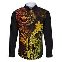 Hawaii Family Matching Off Shoulder Long Sleeve Dress and Hawaiian Shirt King Kamehameha Mix Polynesian Plumeria Reggae Version LT14 Dad's Shirt - Long Sleeve Reggae - Polynesian Pride