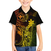 Hawaii Family Matching Short Sleeve Bodycon Dress and Hawaiian Shirt King Kamehameha Mix Polynesian Plumeria Reggae Version LT14 Son's Shirt Reggae - Polynesian Pride