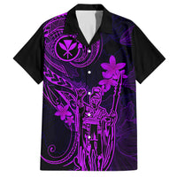 Hawaii Family Matching Tank Maxi Dress and Hawaiian Shirt King Kamehameha Mix Polynesian Plumeria Purple Version LT14 Dad's Shirt - Short Sleeve Purple - Polynesian Pride