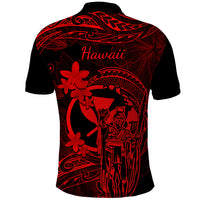 Hawaii Polo Shirt King Kamehameha Mix Polynesian Plumeria Red Version LT14 - Polynesian Pride
