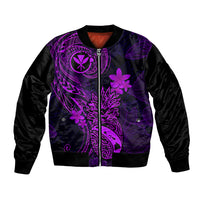 Hawaii Bomber Jacket Pineapple Mix Polynesian Plumeria Purple Version LT14 Unisex Purple - Polynesian Pride