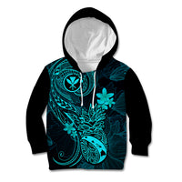 Hawaii Kid Hoodie Pineapple Mix Polynesian Plumeria Turquoise Version LT14 Turquoise - Polynesian Pride