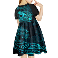 Hawaii Kid Short Sleeve Dress Pineapple Mix Polynesian Plumeria Turquoise Version LT14 - Polynesian Pride