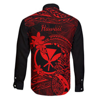 Hawaii Family Matching Off Shoulder Maxi Dress and Hawaiian Shirt Pineapple Mix Polynesian Plumeria Red Version LT14 - Polynesian Pride