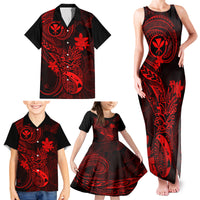 Hawaii Family Matching Tank Maxi Dress and Hawaiian Shirt Pineapple Mix Polynesian Plumeria Red Version LT14 - Polynesian Pride