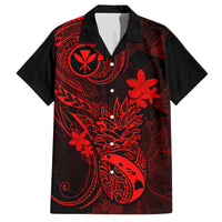 Hawaii Family Matching Tank Maxi Dress and Hawaiian Shirt Pineapple Mix Polynesian Plumeria Red Version LT14 Dad's Shirt - Short Sleeve Red - Polynesian Pride