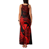 Hawaii Family Matching Tank Maxi Dress and Hawaiian Shirt Pineapple Mix Polynesian Plumeria Red Version LT14 - Polynesian Pride
