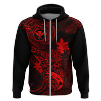 Hawaii Hoodie Pineapple Mix Polynesian Plumeria Red Version LT14 Zip Hoodie Red - Polynesian Pride