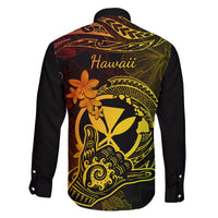 hawaii-family-matching-off-shoulder-maxi-dress-and-hawaiian-shirt-shaka-tattoo-mix-polynesian-plumeria-reggae-version