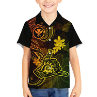 Hawaii Family Matching Puletasi Dress and Hawaiian Shirt Shaka Tattoo Mix Polynesian Plumeria Reggae Version LT14 Son's Shirt Reggae - Polynesian Pride