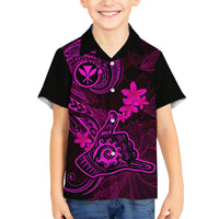 Hawaii Family Matching Tank Maxi Dress and Hawaiian Shirt Shaka Tattoo Mix Polynesian Plumeria Pink Version LT14 Son's Shirt Pink - Polynesian Pride