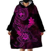 hawaii-wearable-blanket-hoodie-shaka-tattoo-mix-polynesian-plumeria-pink-version
