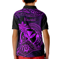 Hawaii Kid Polo Shirt Shaka Tattoo Mix Polynesian Plumeria Purple Version LT14 - Polynesian Pride