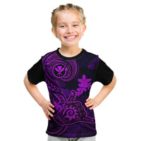 Hawaii Kid T Shirt Shaka Tattoo Mix Polynesian Plumeria Purple Version LT14 Purple - Polynesian Pride