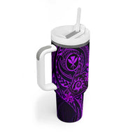 Hawaii Tumbler With Handle Shaka Tattoo Mix Polynesian Plumeria Purple Version