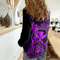 hawaii-women-casual-shirt-shaka-tattoo-mix-polynesian-plumeria-purple-version