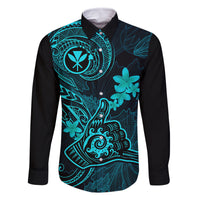 hawaii-family-matching-off-shoulder-maxi-dress-and-hawaiian-shirt-shaka-tattoo-mix-polynesian-plumeria-turquoise-version