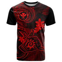Hawaii T Shirt Shaka Tattoo Mix Polynesian Plumeria Red Version LT14 Red - Polynesian Pride