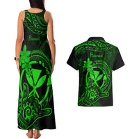 Hawaii Couples Matching Tank Maxi Dress and Hawaiian Shirt Shaka Tattoo Mix Polynesian Plumeria Green Version LT14 - Polynesian Pride