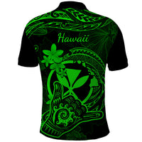 Hawaii Polo Shirt Shaka Tattoo Mix Polynesian Plumeria Green Version LT14 - Polynesian Pride