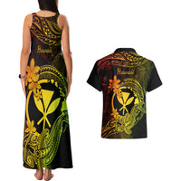 Hawaii Couples Matching Tank Maxi Dress and Hawaiian Shirt Hammerhead Shark Tattoo Mix Polynesian Plumeria Reggae Version LT14 - Polynesian Pride
