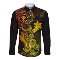 hawaii-long-sleeve-button-shirt-hammerhead-shark-tattoo-mix-polynesian-plumeria-reggae-version