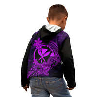 Hawaii Kid Hoodie Hammerhead Shark Tattoo Mix Polynesian Plumeria Purple Version LT14 - Polynesian Pride