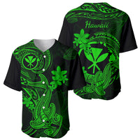 Hawaii Baseball Jersey Hammerhead Shark Tattoo Mix Polynesian Plumeria Green Version LT14 - Polynesian Pride
