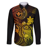 Hawaii Family Matching Off Shoulder Maxi Dress and Hawaiian Shirt Turtle Mix Polynesian Plumeria Reggae Version LT14 Dad's Shirt - Long Sleeve Reggae - Polynesian Pride