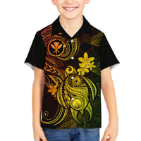 Hawaii Family Matching Off Shoulder Maxi Dress and Hawaiian Shirt Turtle Mix Polynesian Plumeria Reggae Version LT14 Son's Shirt Reggae - Polynesian Pride
