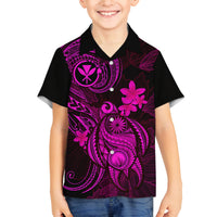 Hawaii Family Matching Off Shoulder Maxi Dress and Hawaiian Shirt Turtle Mix Polynesian Plumeria Pink Version LT14 Son's Shirt Pink - Polynesian Pride