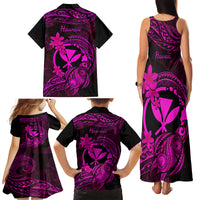 Hawaii Family Matching Tank Maxi Dress and Hawaiian Shirt Turtle Mix Polynesian Plumeria Pink Version LT14 - Polynesian Pride