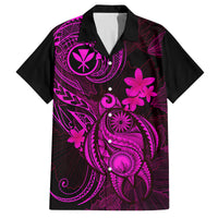 Hawaii Family Matching Tank Maxi Dress and Hawaiian Shirt Turtle Mix Polynesian Plumeria Pink Version LT14 Dad's Shirt - Short Sleeve Pink - Polynesian Pride