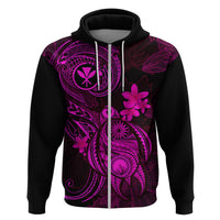 Hawaii Hoodie Turtle Mix Polynesian Plumeria Pink Version LT14 Zip Hoodie Pink - Polynesian Pride