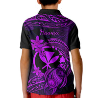 Hawaii Kid Polo Shirt Turtle Mix Polynesian Plumeria Purple Version LT14 - Polynesian Pride