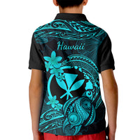 Hawaii Kid Polo Shirt Turtle Mix Polynesian Plumeria Turquoise Version LT14 - Polynesian Pride