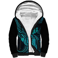 Hawaii Sherpa Hoodie Turtle Mix Polynesian Plumeria Turquoise Version LT14 Unisex Turquoise - Polynesian Pride