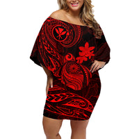 hawaii-family-matching-off-shoulder-short-dress-and-hawaiian-shirt-turtle-mix-polynesian-plumeria-red-version