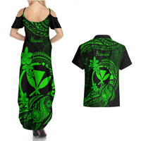 hawaii-couples-matching-summer-maxi-dress-and-hawaiian-shirt-turtle-mix-polynesian-plumeria-green-version