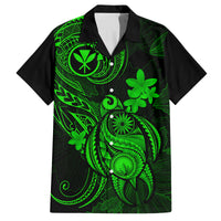 Hawaii Family Matching Off Shoulder Maxi Dress and Hawaiian Shirt Turtle Mix Polynesian Plumeria Green Version LT14 Dad's Shirt - Short Sleeve Green - Polynesian Pride